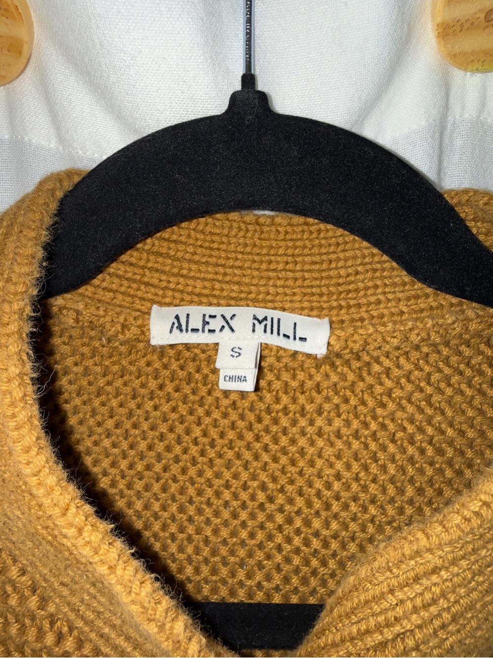Alex Mill Nico Cardigan Chunky Knit Cardigan Sweater in Mustardy Brown - Picture 2 of 6